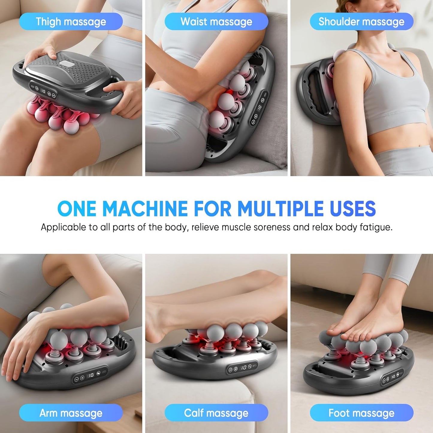 16-Head Massage Gun Set, Deep Tissue Massager with 9 Modes & Levels, Muscle Massager Pain Relief, Percussion Massage Gun for Back/Shoulders/Legs/Waists (Black, 16-Head)