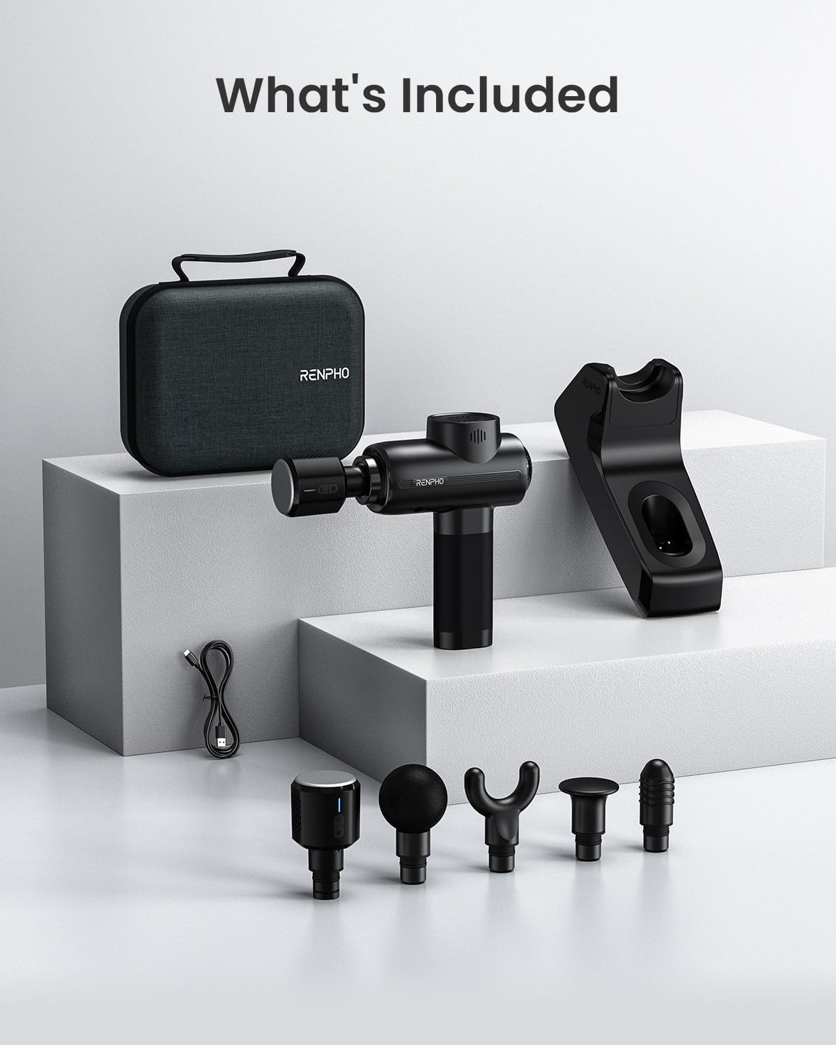 RENPHO Massage Gun Deep Tissue with Charging Stand, Valentine's Day Gifts, Back Massager with Heat and Cold Head, Percussion Body Muscle Masajeador for Athletes Pain Relief, Active Thermacool Deluxe