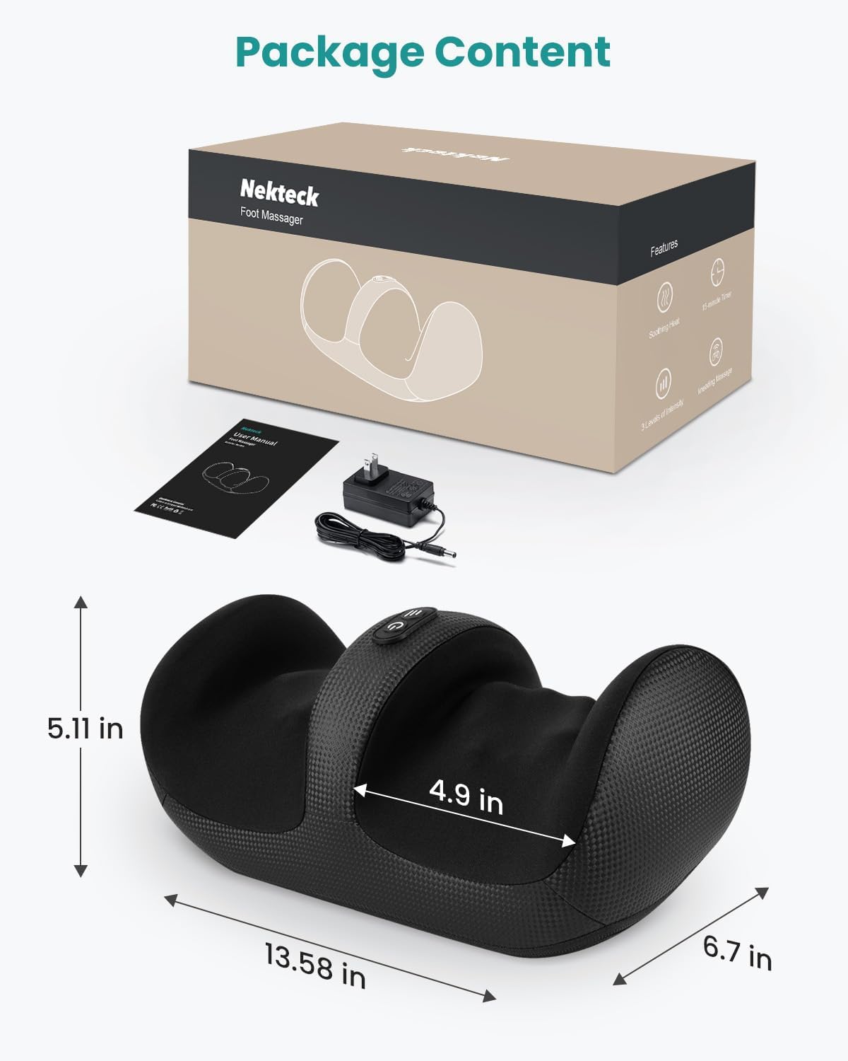 Nekteck Foot Massager with Heat & Foot Roller, Shiatsu Calf Leg Massager for Circulation and Neuropathy Pain Relief for Feet Care Home Office Gadgets Relaxing Massage Tools Gifts for Women Men Mom Dad