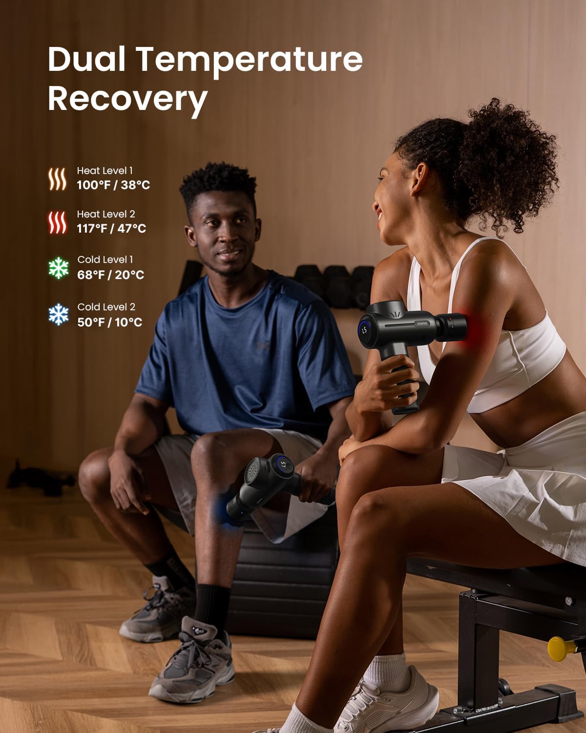 RENPHO Massage Gun with Heat and Cold, FSA Eligible HSA, Valentines Birthday Gifts for Women Men, Portable Percussion Muscle Deep Tissue Massager for Back and Neck, Handheld Massager with Carry Case