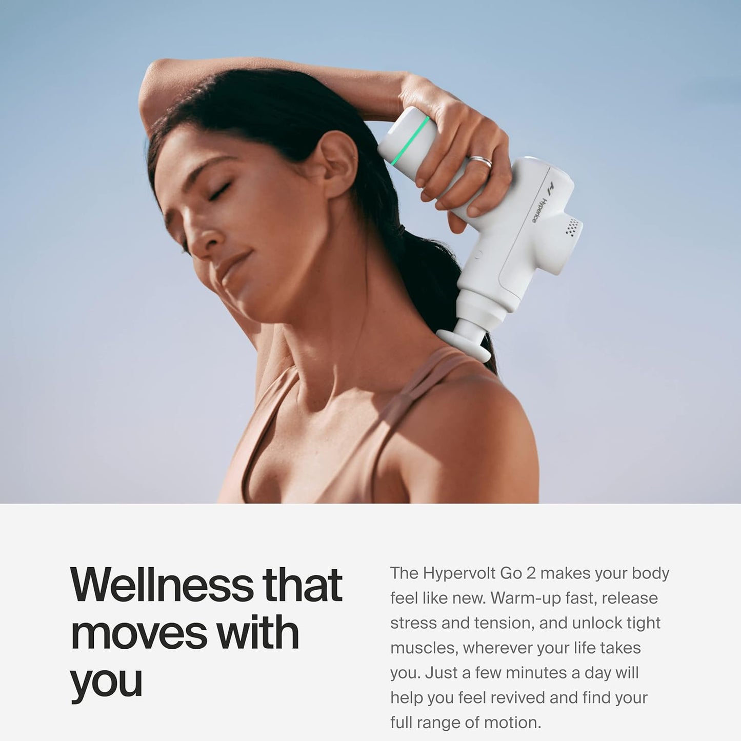 Hyperice Hypervolt Go 2 - Arctic Grey - Featuring Quiet Glide Technology - Handheld Percussion Massage Gun - 3 Speeds, 2 Interchangeable Heads - Helps Relieve Sore Muscles and Stiffness - FSA and HSA