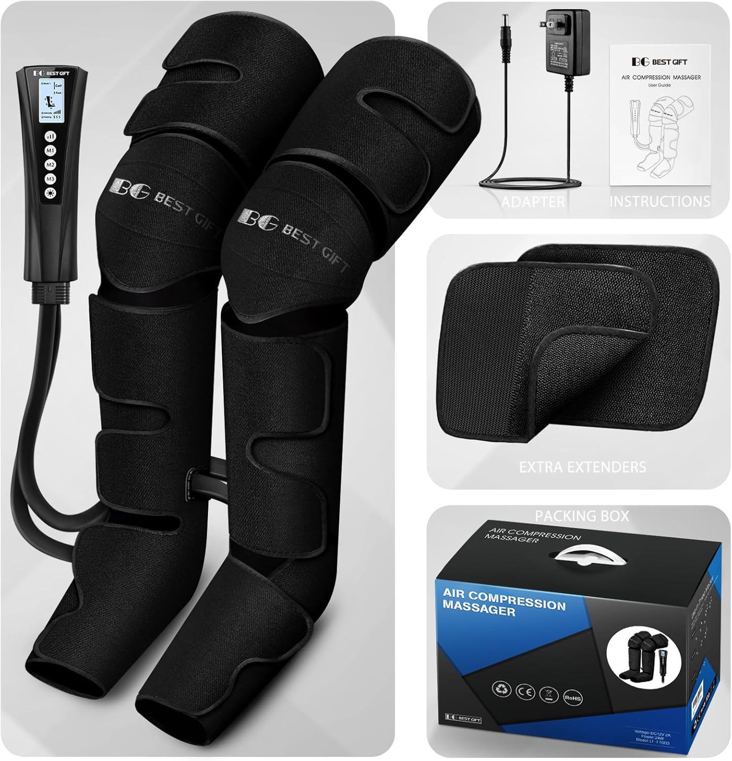 Christmas Gifts for Men Women Dad Mom, Mother's Day, Father's Day, Air Compression Massager with Heat for Foot, Leg, Calf, Thigh, Knee, Helpful for Varicose Veins,Muscle Fatigue, Cramps Swelling Edema