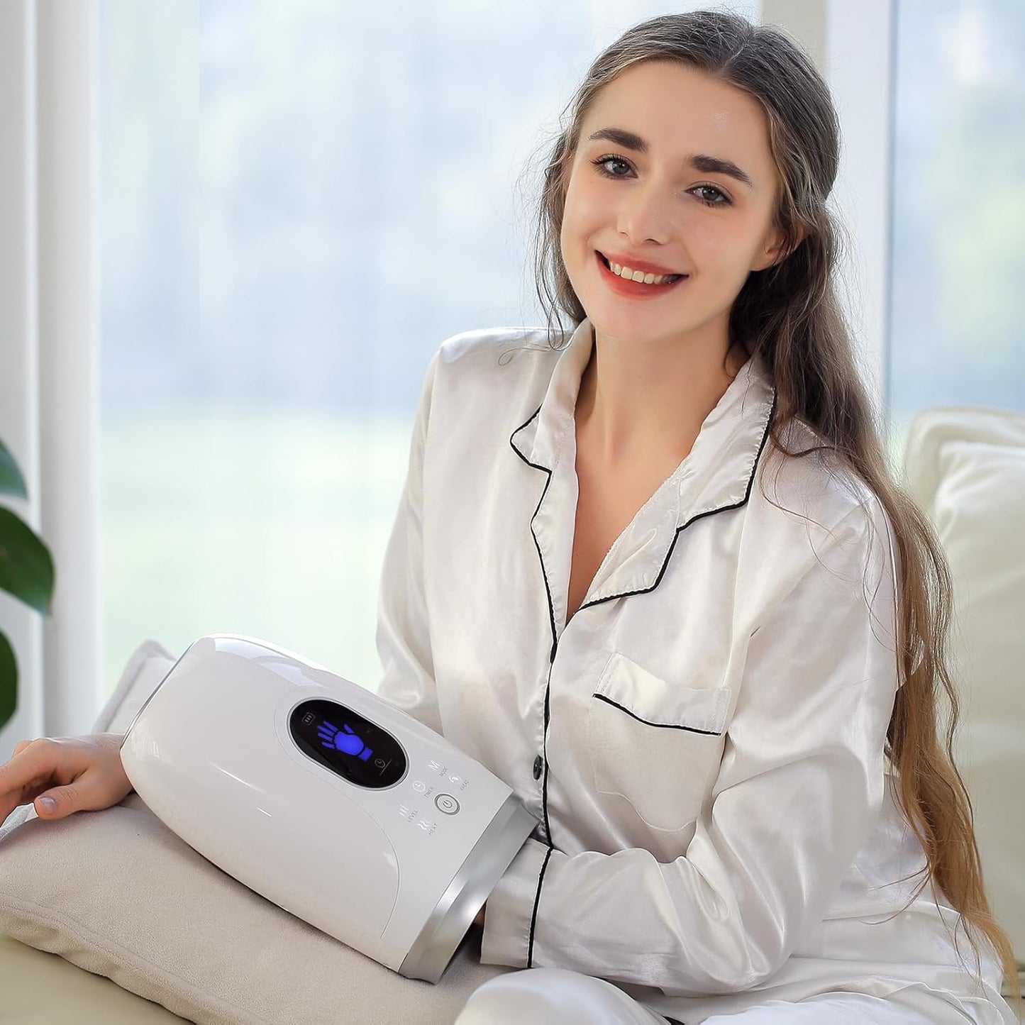 Hand Massager with Heat and Compression, 4000mAh Rechargeable Battery Soothing Kneading & Stretching, Palm, Finger & Wrist Massage, 6 Modes & 6 Intensities, Gifts for Women Men Relaxation at Office