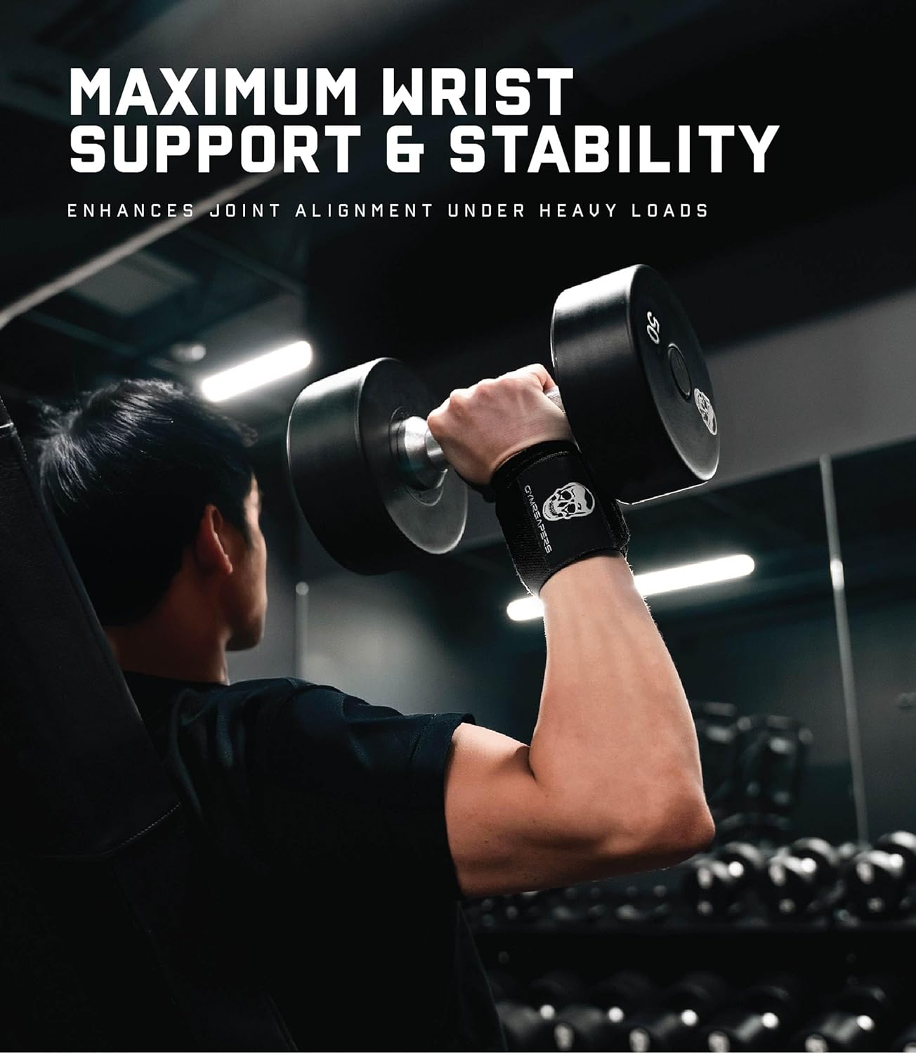 Gymreapers Weightlifting Wrist Wraps (IPF Approved) 18" Professional Quality Wrist Support with Heavy Duty Thumb Loop - Best Wrap for Powerlifting Competition, Strength Training, Bodybuilding