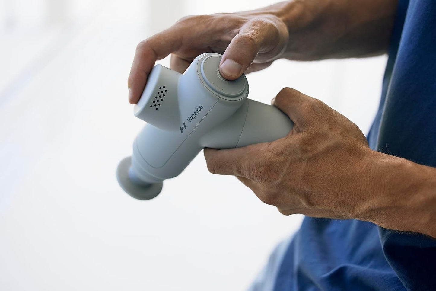 Hyperice Hypervolt Go 2 - Arctic Grey - Featuring Quiet Glide Technology - Handheld Percussion Massage Gun - 3 Speeds, 2 Interchangeable Heads - Helps Relieve Sore Muscles and Stiffness - FSA and HSA