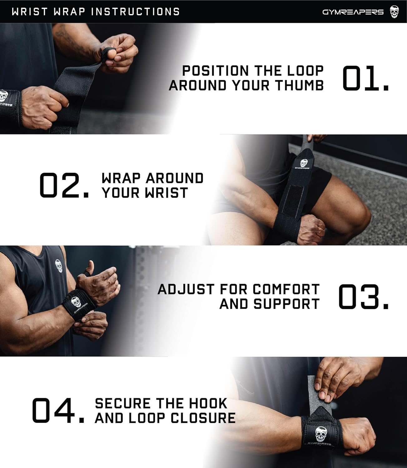 Gymreapers Weightlifting Wrist Wraps (IPF Approved) 18" Professional Quality Wrist Support with Heavy Duty Thumb Loop - Best Wrap for Powerlifting Competition, Strength Training, Bodybuilding