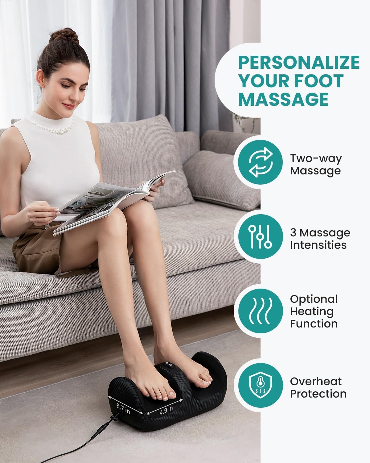 Nekteck Foot Massager with Heat & Foot Roller, Shiatsu Calf Leg Massager for Circulation and Neuropathy Pain Relief for Feet Care Home Office Gadgets Relaxing Massage Tools Gifts for Women Men Mom Dad