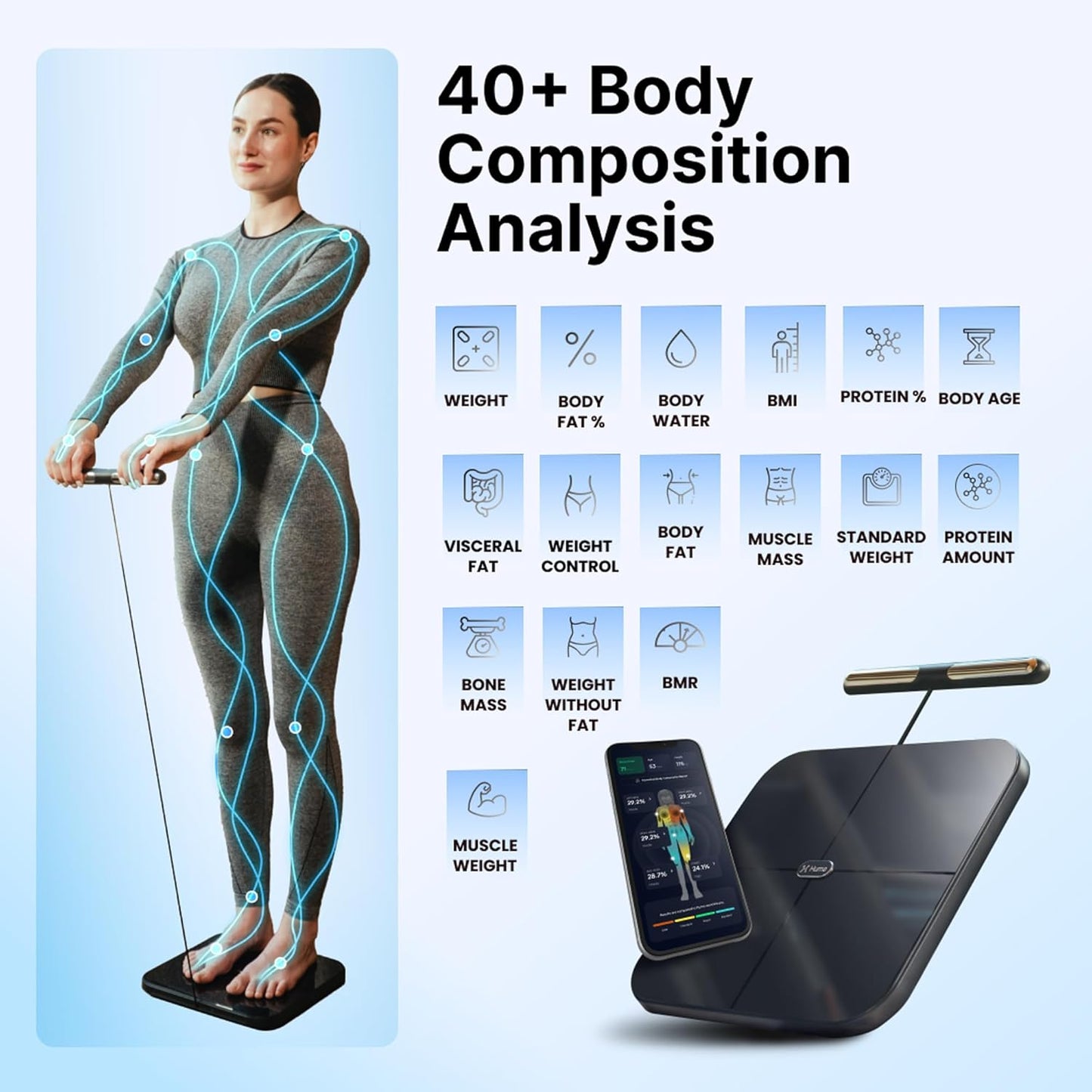 Hume Health - The Body Pod - Home Body Analyzer and Free Bluetooth App - 45+ Key Health Metrics - Accurate Personalized Data - Body Composition Scale - Smart Scale for Body Weight - HSA & FSA Eligible