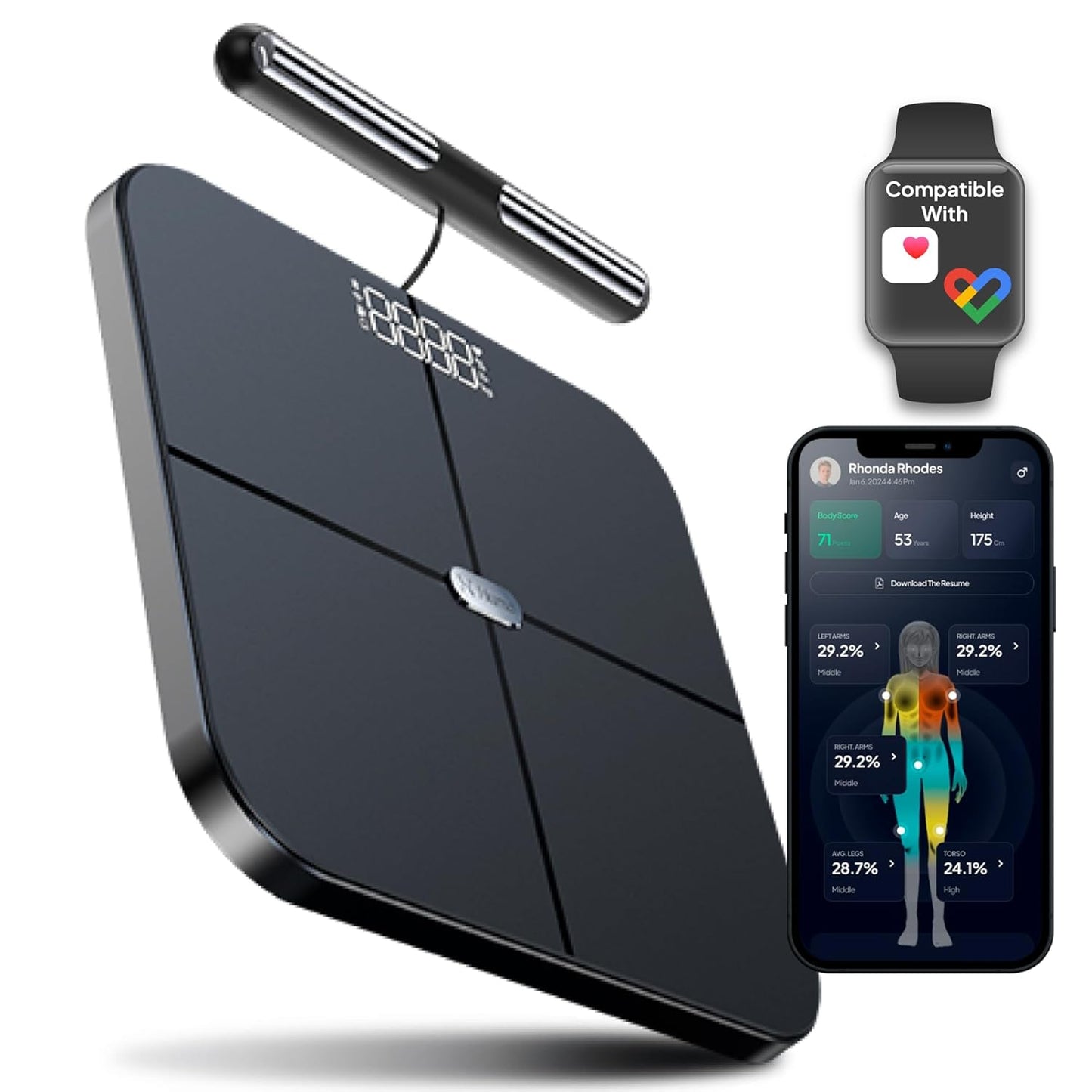 Hume Health - The Body Pod - Home Body Analyzer and Free Bluetooth App - 45+ Key Health Metrics - Accurate Personalized Data - Body Composition Scale - Smart Scale for Body Weight - HSA & FSA Eligible