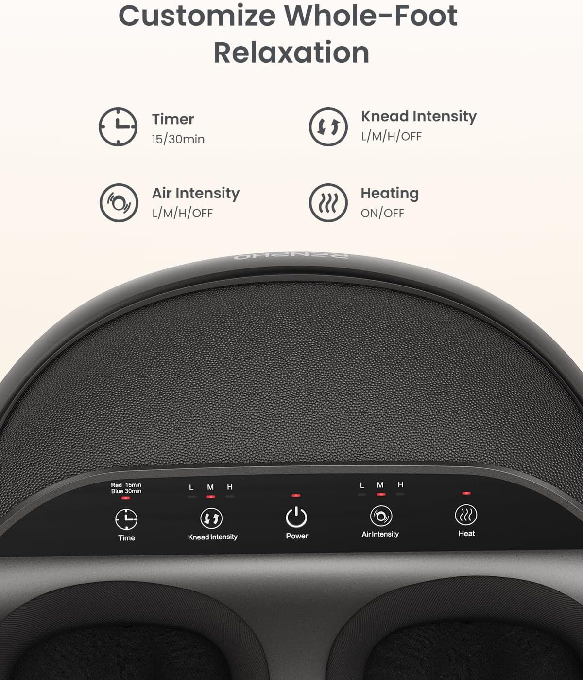 RENPHO Full Foot Massager Machine, 2026 Upgraded Shiatsu Foot Massager with Heat, FSA Eligible HSA Store Eligible, Plantar Fasciitis Massager, Birthday Gifts for Women Mom Men Dad, Fits Up to Size 13