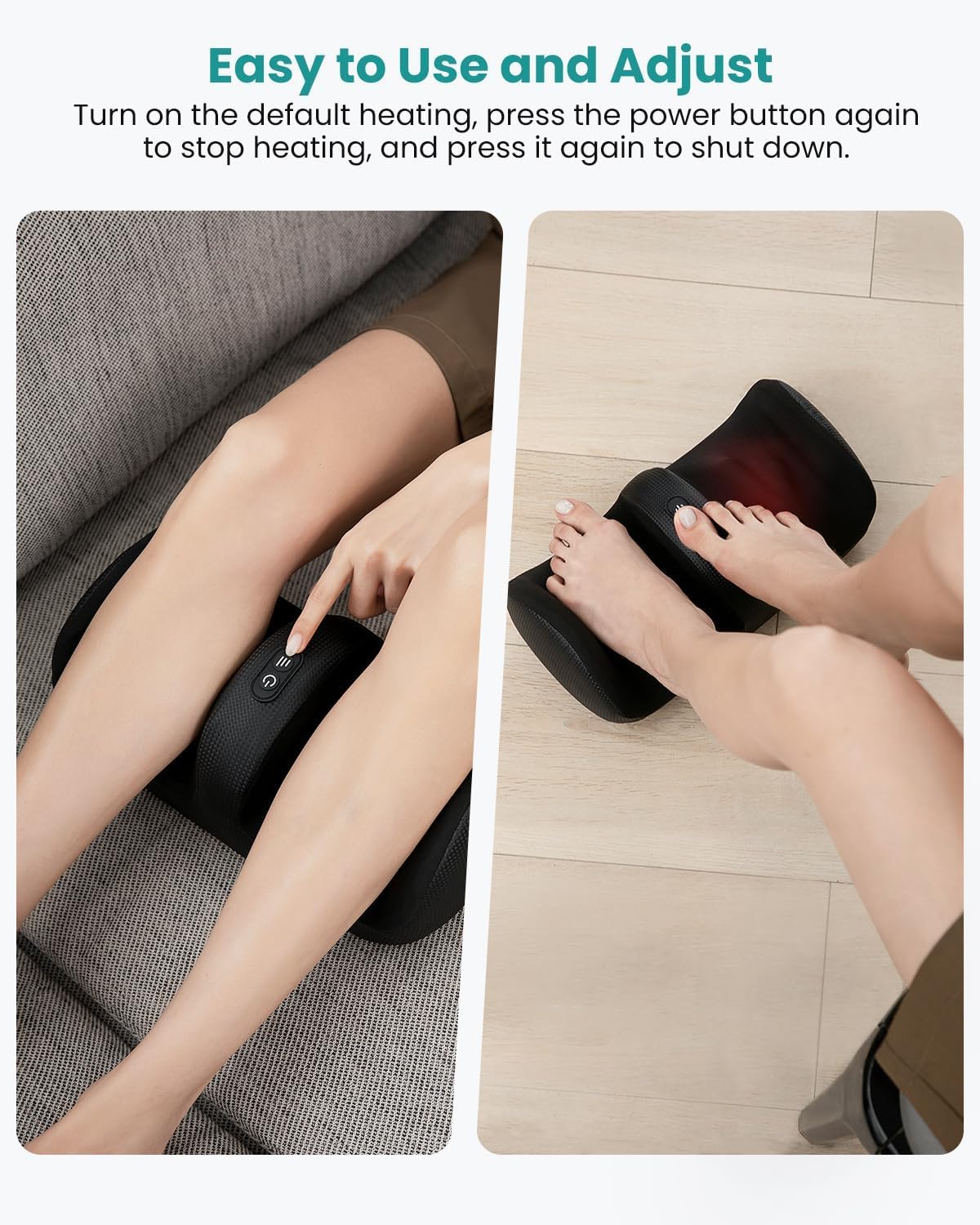 Nekteck Foot Massager with Heat & Foot Roller, Shiatsu Calf Leg Massager for Circulation and Neuropathy Pain Relief for Feet Care Home Office Gadgets Relaxing Massage Tools Gifts for Women Men Mom Dad