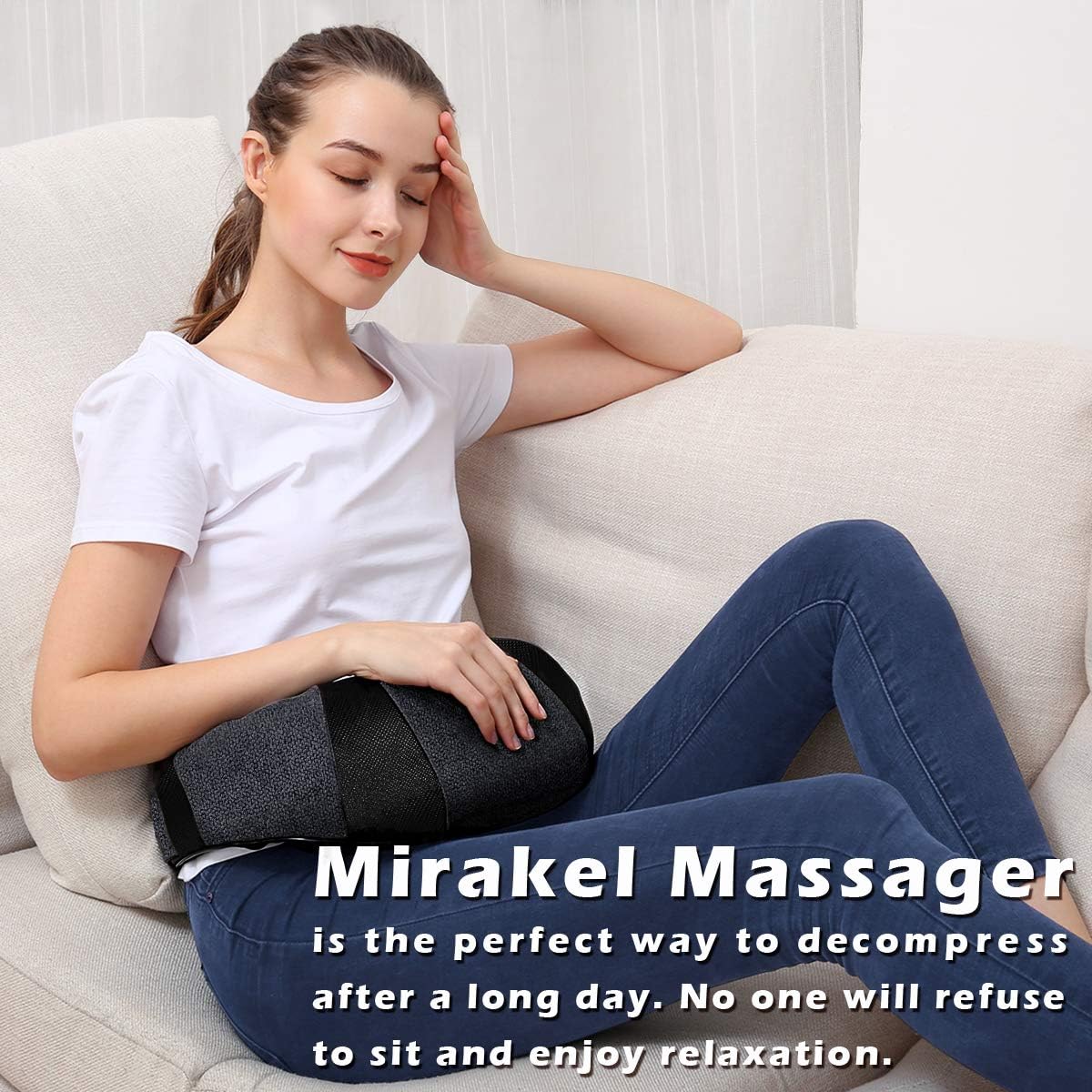 Mirakel Neck Massager for Pain Relief Deep Tissue, Shiatsu Shoulder & Back Massager with Heat - Ergonomic Design Massage, Electric Kneading Whole Body Massager Christmas Gifts for Women, Men, Dad, Mom