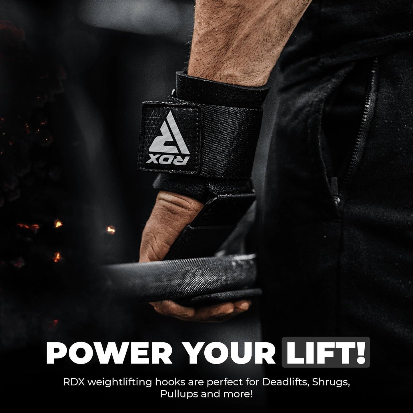 RDX Weight Lifting Hooks for Deadlifting (Pair) - 600Lbs Capacity - 8MM Neoprene Wrist Support Wraps - Grip Enhancer for Pull Ups Lat Pulldowns Rows - Adjustable Gym Workout Power Straps for Men Women