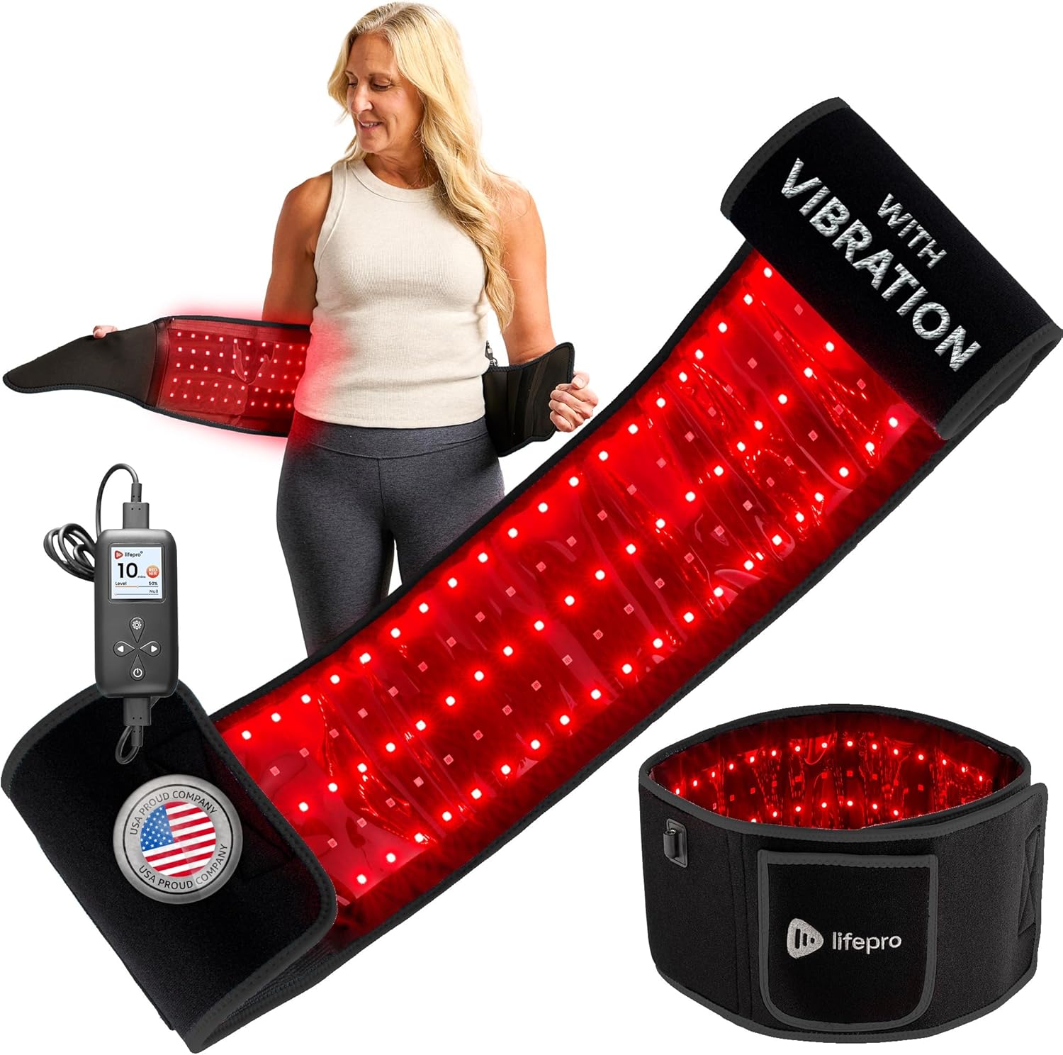 Lifepro Red Light Therapy Belt - 660nm & 850nm Near Infrared & Red Light Therapy for Body- Adjustable & Portable for Wellness & Relaxation