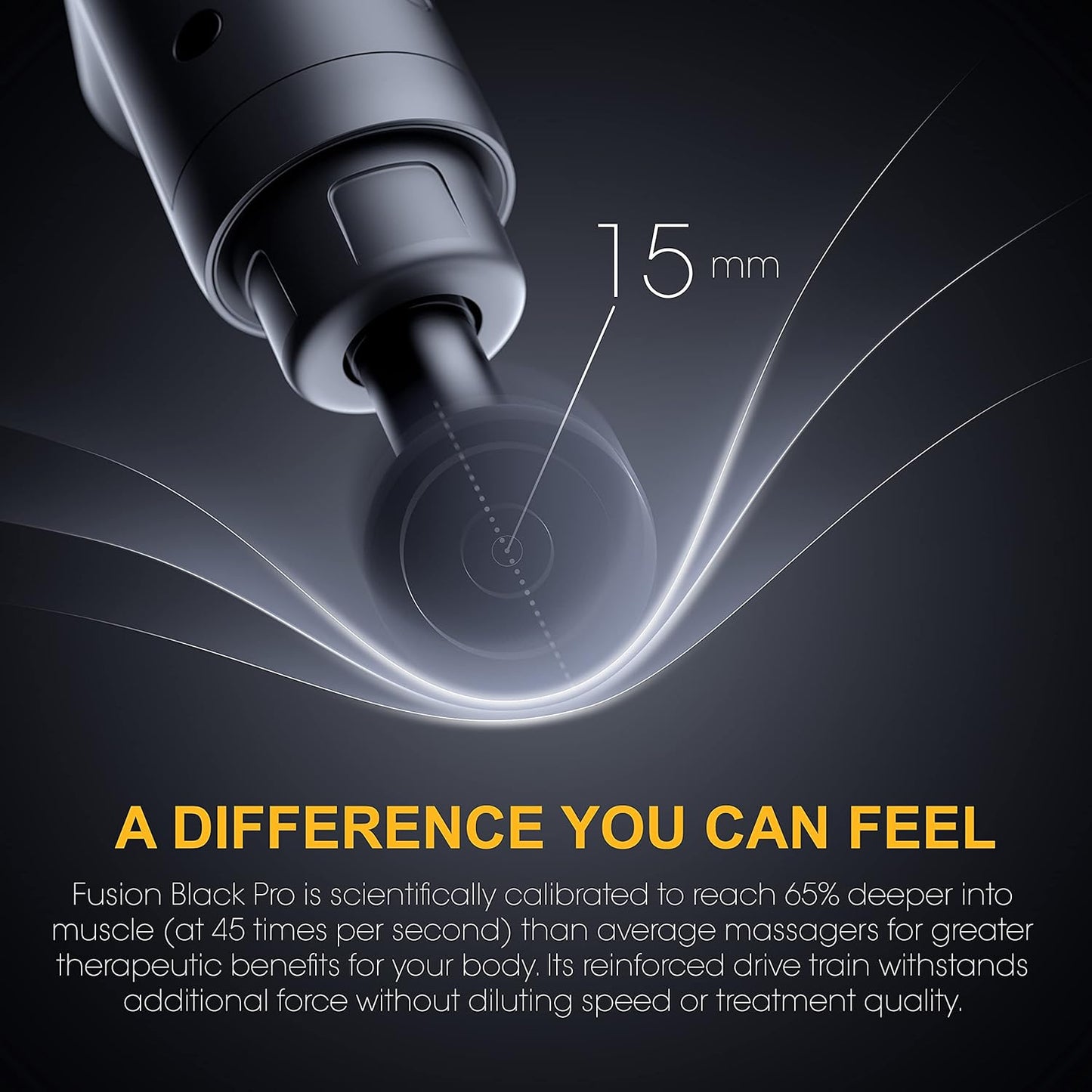 Fusion Black Pro Deep Tissue Massage Gun for Athletes - Percussion Massager for Pain Relief, Muscle Therapy and Relaxation