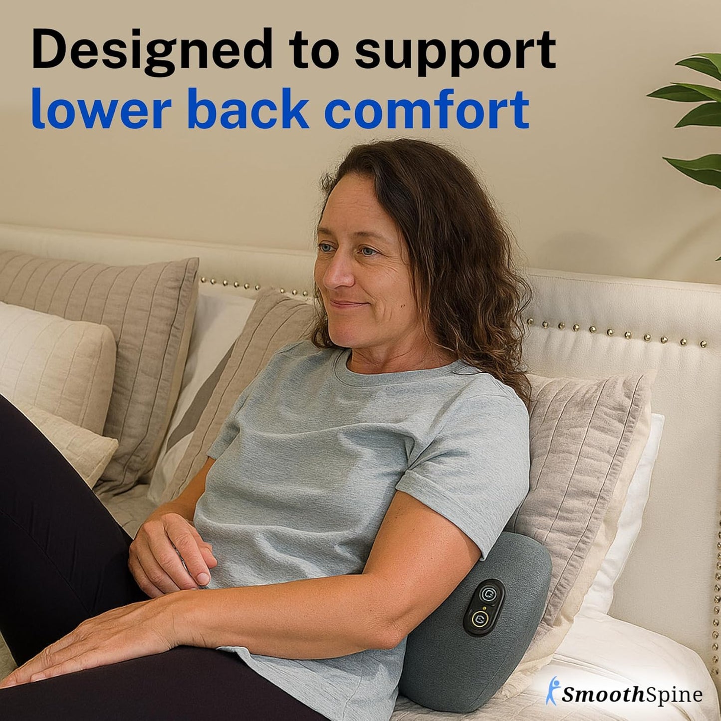 SmoothSpine Triple Fusion Back Massager - The Official Smooth Spine Back Massager with Heat - 3-in-1 Design to Support Lower Back Comfort, Gentle Vibration & Traction - Relaxation Device for Home Use