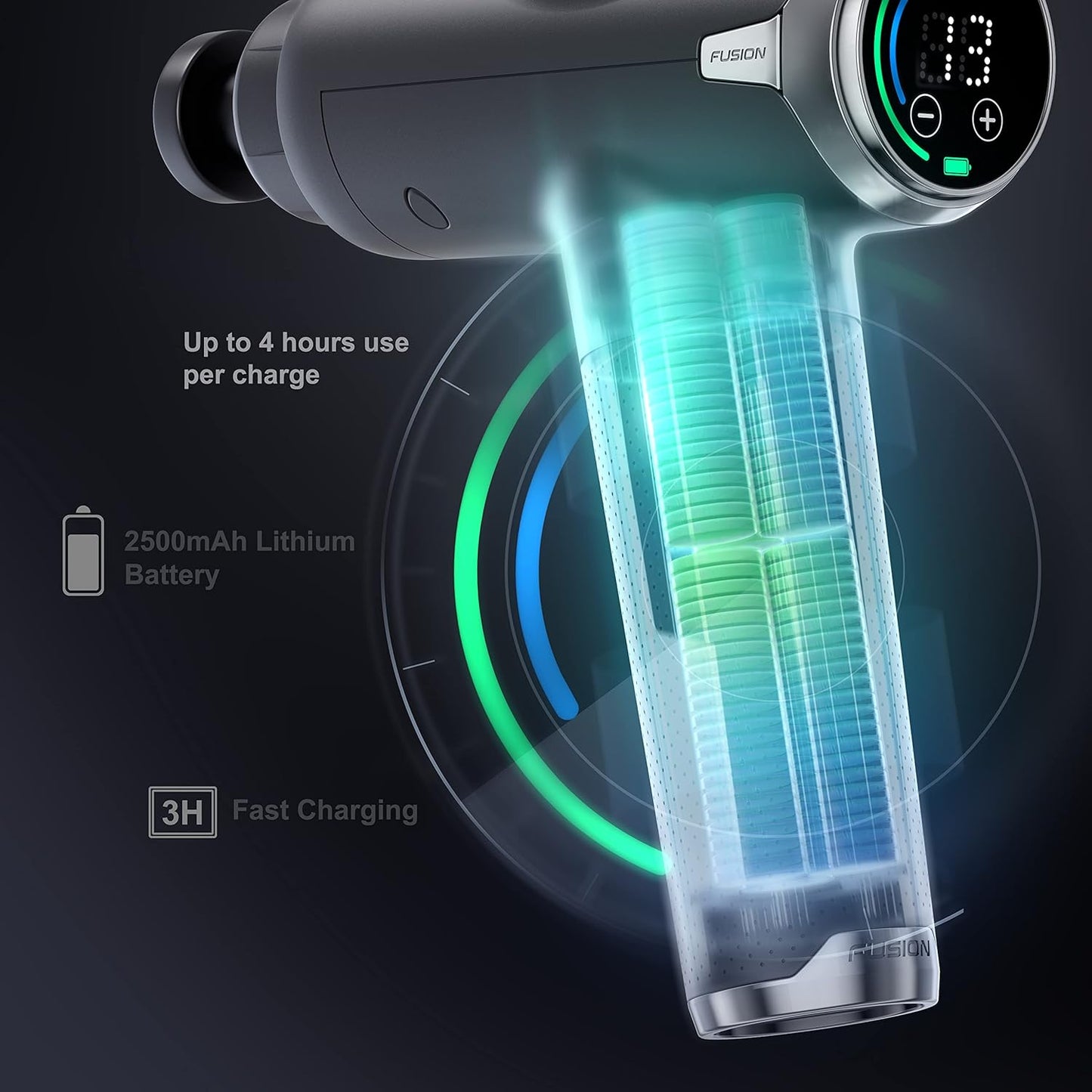 Fusion Black Pro Deep Tissue Massage Gun for Athletes - Percussion Massager for Pain Relief, Muscle Therapy and Relaxation