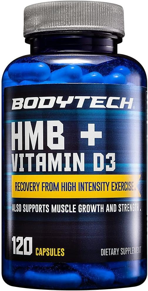 BODYTECH HMB + Vitamin D3 - Supports Muscle Growth and Strength (360 Vegetable Capsules)