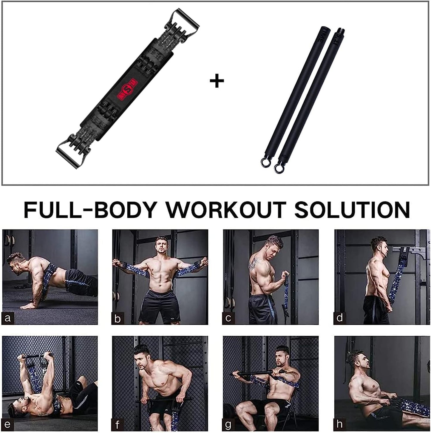 INNSTAR Resistance Bands Bar Exercise Bands Attachment 38" Black Max Load 800lb for Home Gym Workout Full Body Workout Power Lifting Fitness Bar