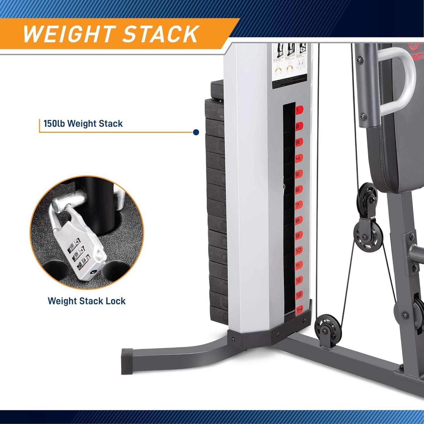 Marcy MWM-988 Multifunction Steel Home Gym 150lb Weight Stack Machine