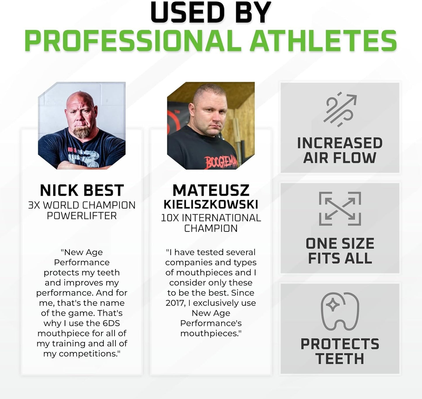 New Age Performance 6DS Weightlifting Mouthpiece, Increase Strength & Reps for Lifting, Powerlifting, Strongmen, Bodybuilding, Calisthenics, Workout Accessory, Fitness Gear (Lime Green)