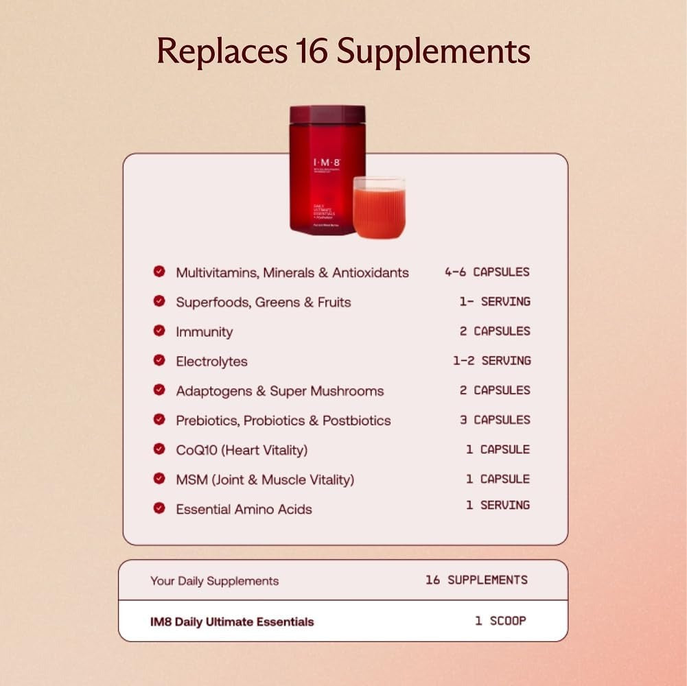 IM8 Daily Ultimate Essentials All-in-One Multivitamin Supplement (30 Servings, Starter Kit - Scoop + Tumbler Included)