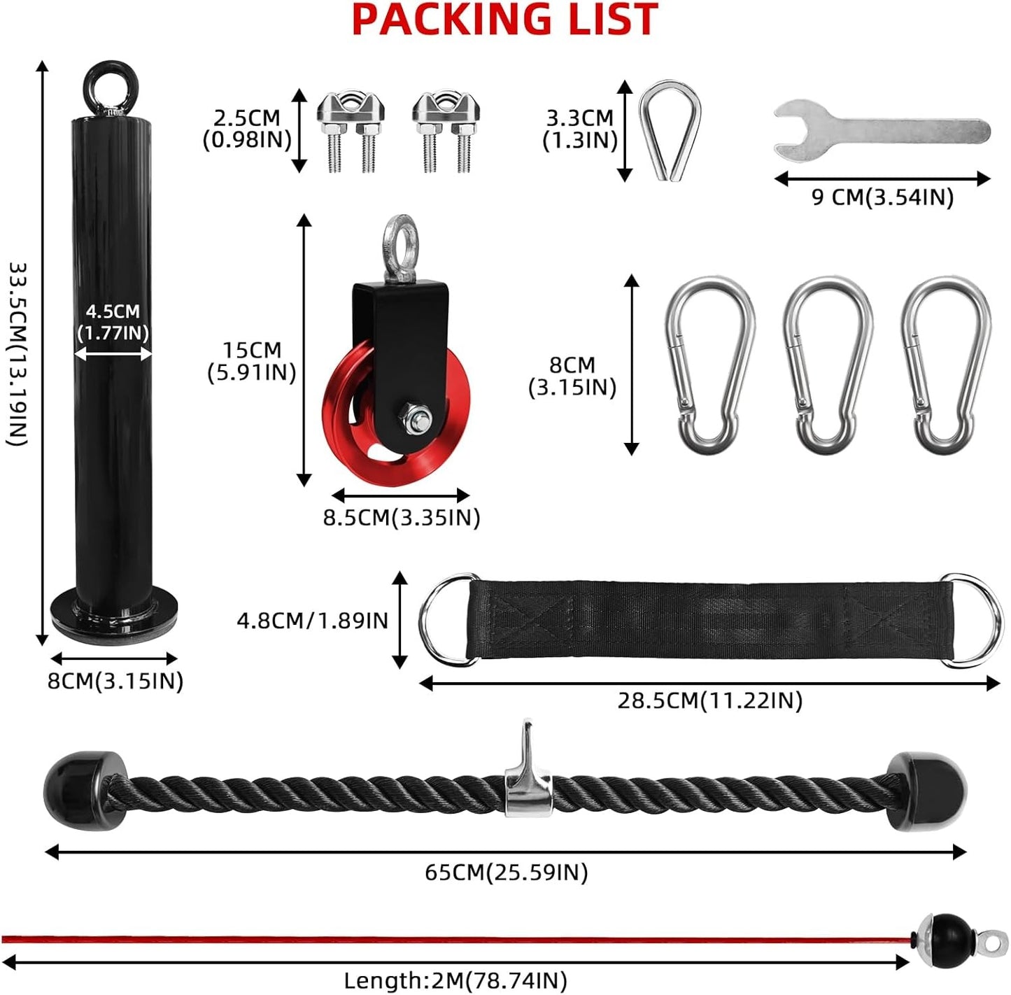 LFJ LAT Pull Down and Lift Weight Pulley System Cable Machine Pulley Attachment for Triceps Pull Down, Biceps Curl, Back, Forearm, Shoulder Home Gym Equipment