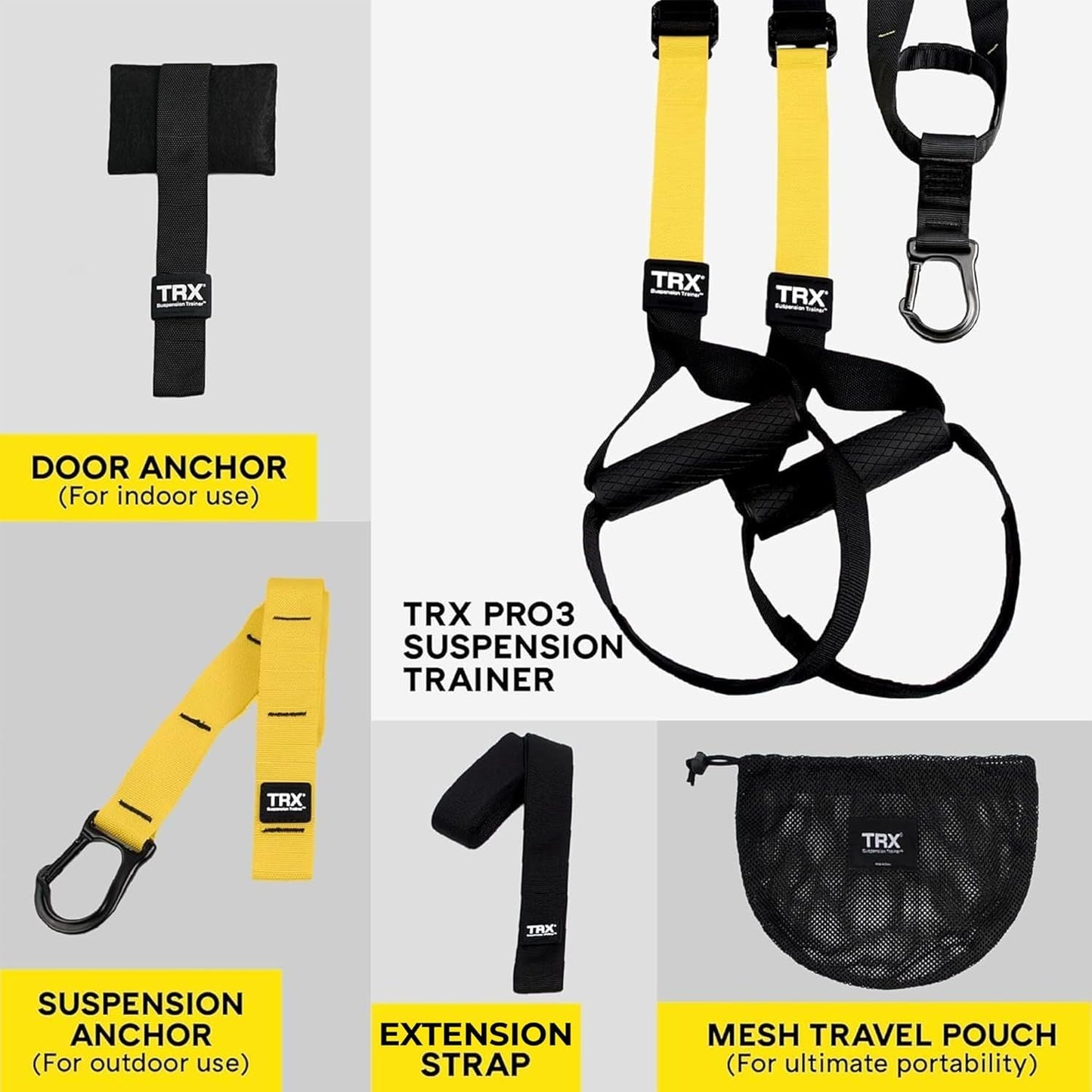 TRX Pro3 Home Gym System – Professional-Grade Suspension Trainer for Strength Training, HIIT, Cardio & Full-Body Workouts, Durable Design with Indoor & Outdoor Anchors
