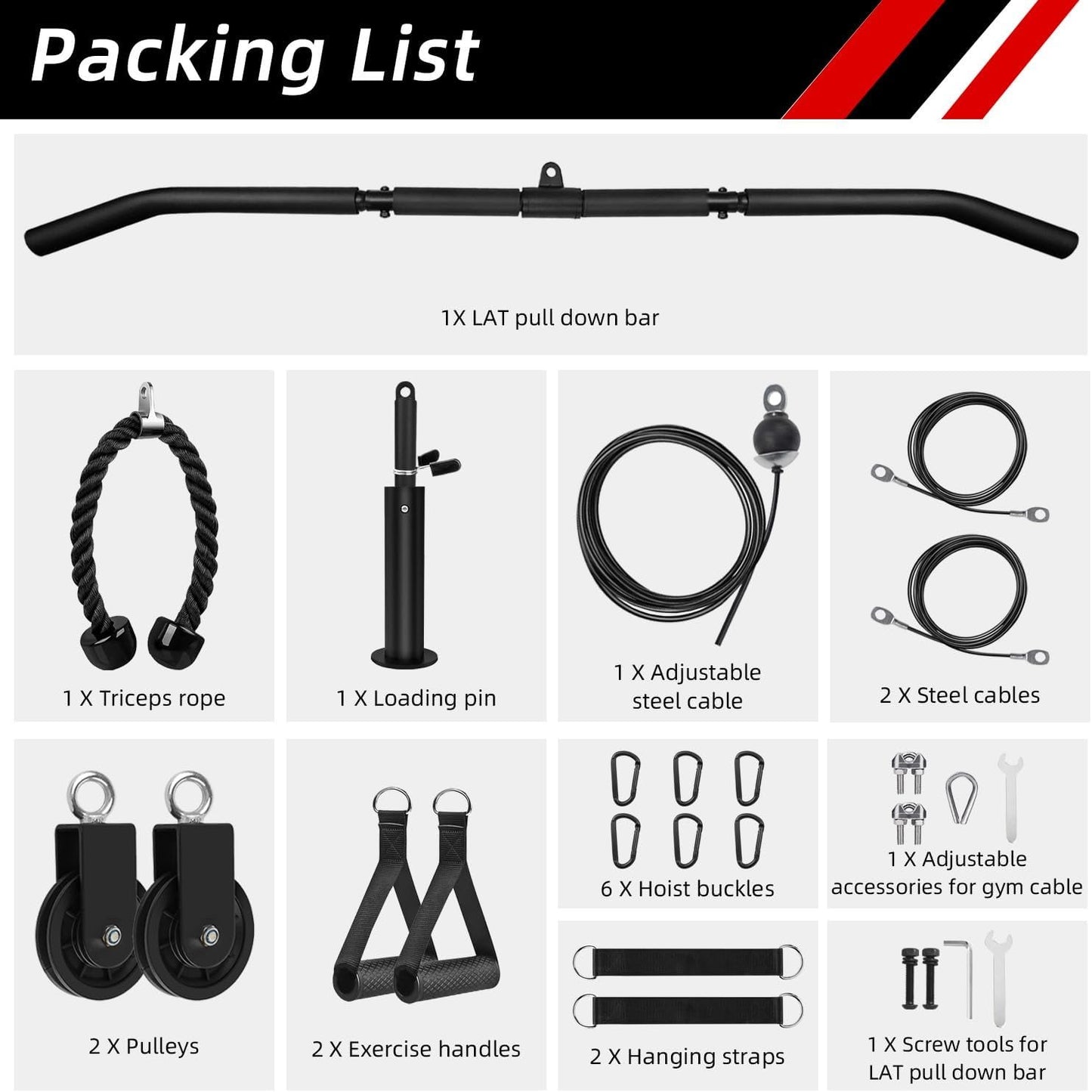 LFJ LAT Pull Down and Lift Weight Pulley System Cable Machine Pulley Attachment for Triceps Pull Down, Biceps Curl, Back, Forearm, Shoulder Home Gym Equipment