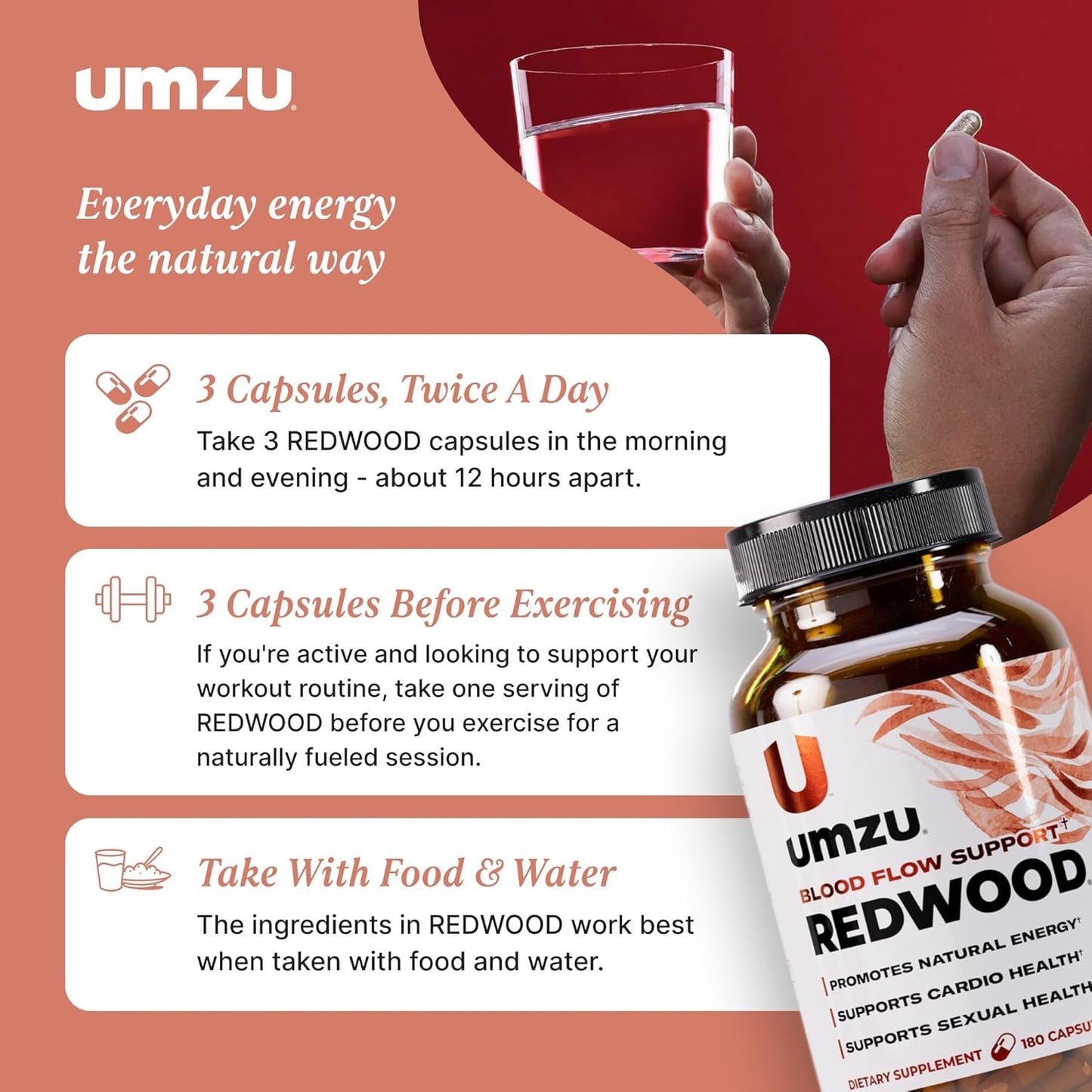 UMZU Redwood Max Nitric Oxide Booster, 1-Month Supply – Advanced Nitric Oxide Supplement with Fitnox Blend, Pine Bark, Resveratrol & Tart Cherry – Promotes Healthy Circulation, Energy and Recovery