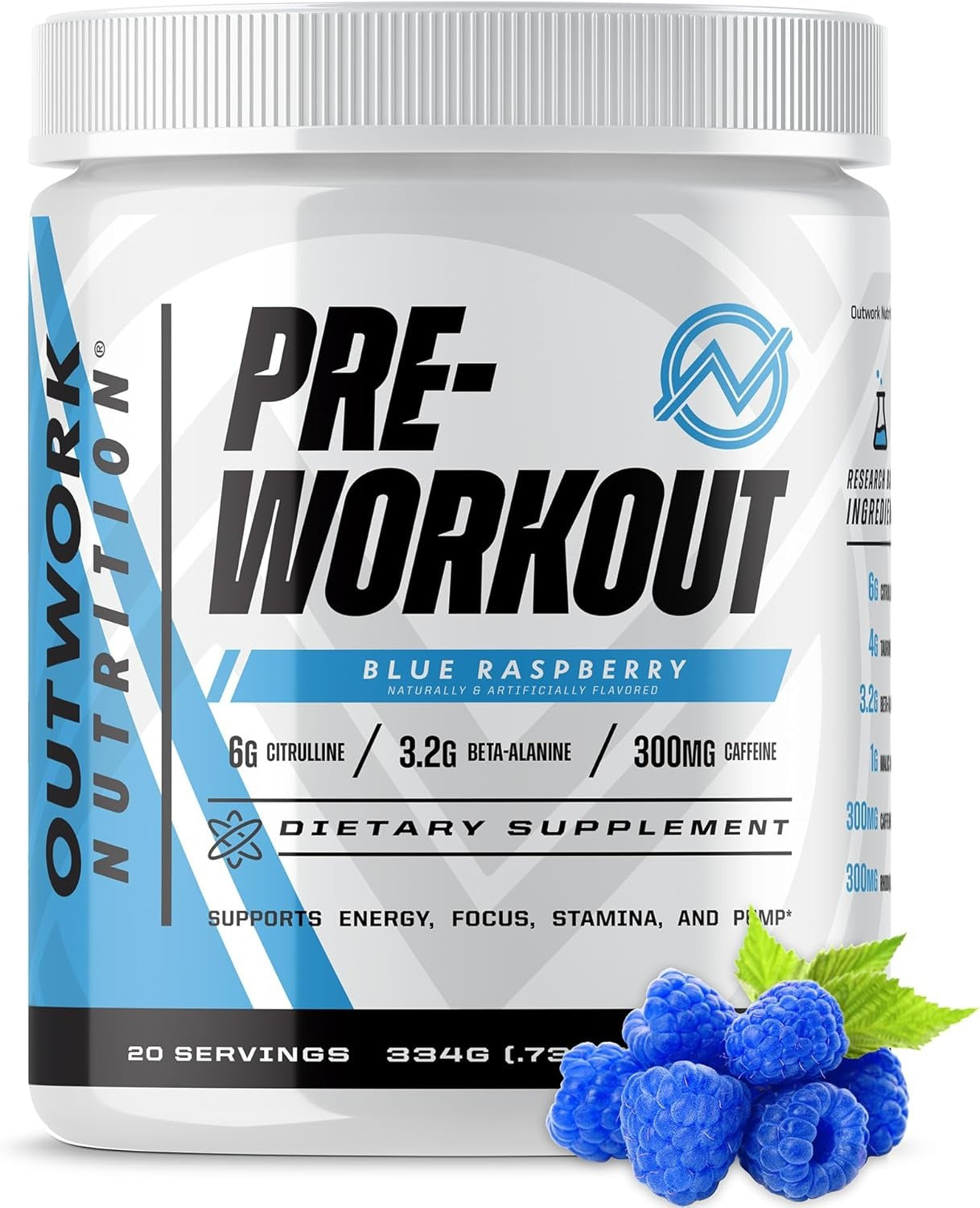Outwork Nutrition Preworkout for Men & Women - Nootropic Pre Workout Without Creatine, Pre-Workout Powder with Taurine Rhodiola Citrulline Malate Beta Alanine Caffeine (Pina Colada)