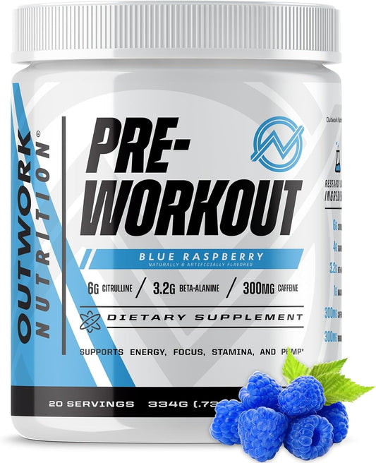 Outwork Nutrition Preworkout for Men & Women - Nootropic Pre Workout Without Creatine, Pre-Workout Powder with Taurine Rhodiola Citrulline Malate Beta Alanine Caffeine (Pina Colada)