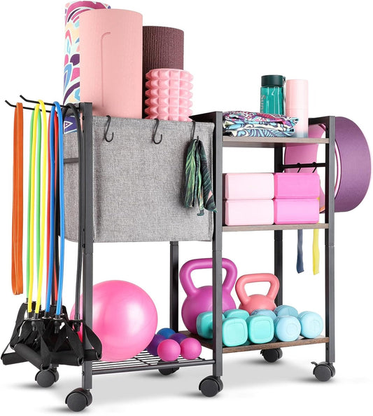 Yoga Mat Storage Rack Home Gym Equipment Workout Equipment Organizer Yoga Mat Holder for Dumbbell,Kettlebell and More Gym Accessories Gym Essentials Women Men Fitness Exercise Equipment Organization