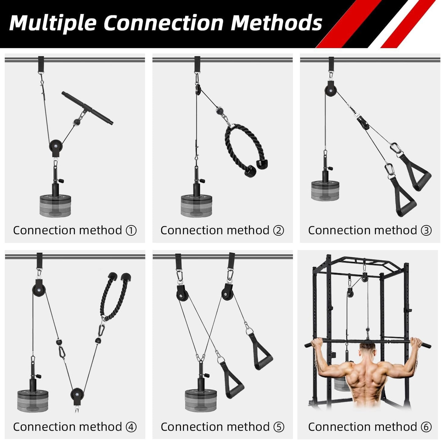 LFJ LAT Pull Down and Lift Weight Pulley System Cable Machine Pulley Attachment for Triceps Pull Down, Biceps Curl, Back, Forearm, Shoulder Home Gym Equipment