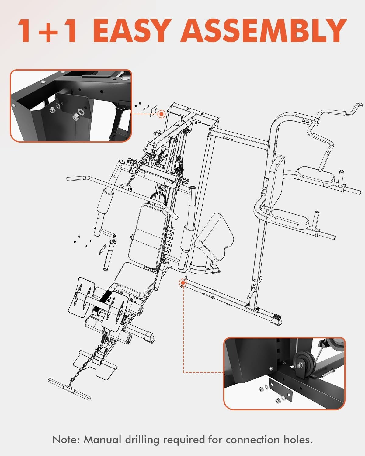 Mikolo Home Gym, Workout Station with 150LBS Weight Stack, Multifunctional Home Gym Equipment, Exercise Equipment for Full Body Strength Training