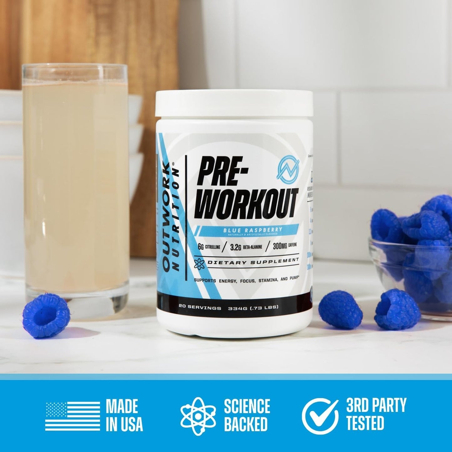 Outwork Nutrition Preworkout for Men & Women - Nootropic Pre Workout Without Creatine, Pre-Workout Powder with Taurine Rhodiola Citrulline Malate Beta Alanine Caffeine (Pina Colada)