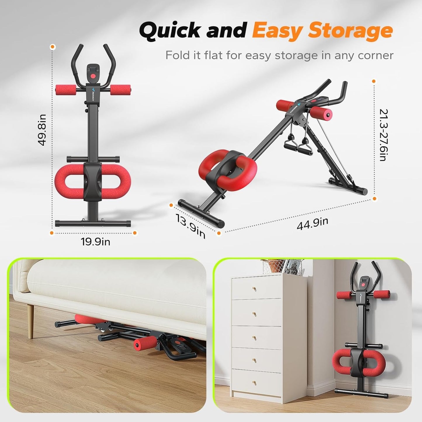 MERACH Ab Machine, Ab Workout Equipment, Adjustable Ab Trainer Machine for Abs Workout at Home Gym, Foldable, Knee Protection, Abdominal Trainer for Stomach Workout