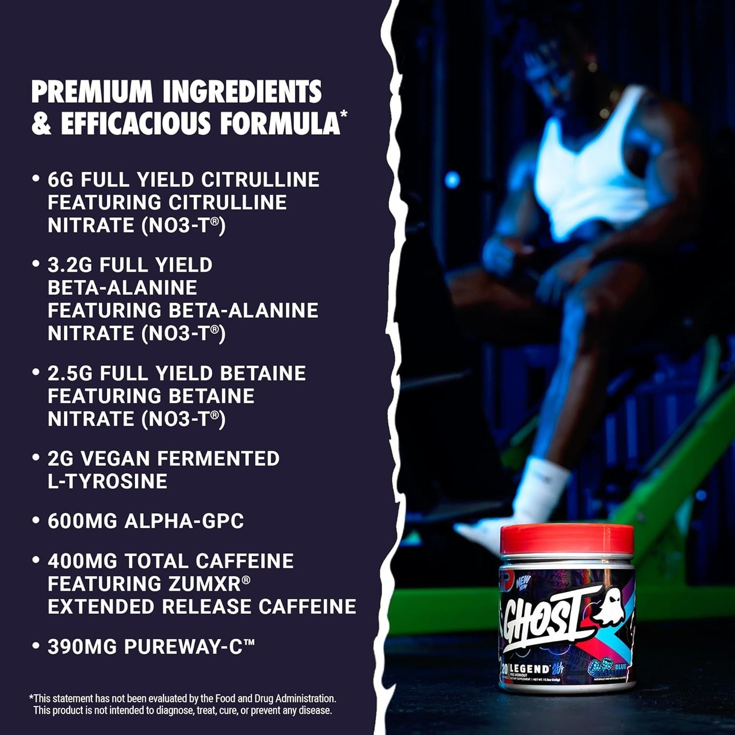 GHOST Legend All Out V2 Pre-Workout Powder, Cherry Limeade - 20 Servings - Pre-Workout Supplement for Men & Women - Energy & Pumps - Caffeine, Citrulline, Beta Alanine, Betaine, NO3-T- Sugar Free