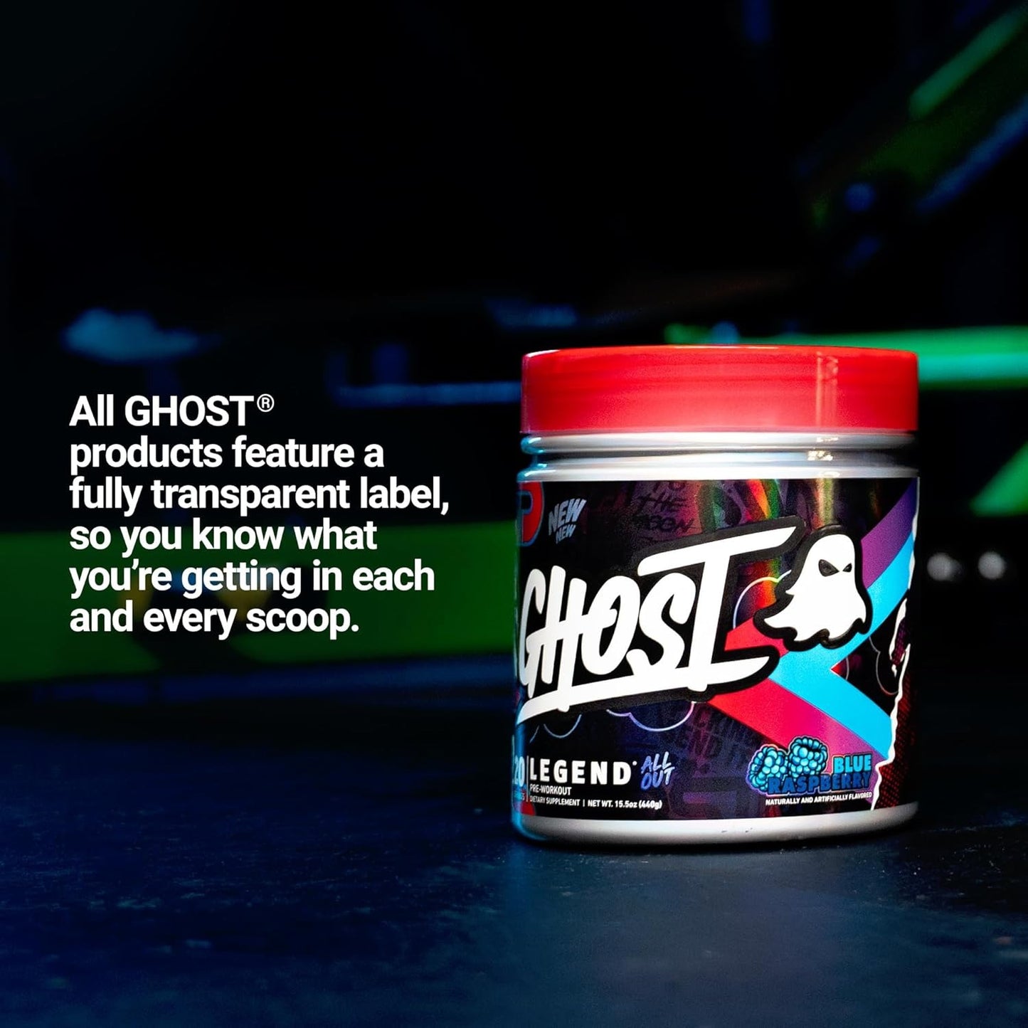 GHOST Legend All Out V2 Pre-Workout Powder, Cherry Limeade - 20 Servings - Pre-Workout Supplement for Men & Women - Energy & Pumps - Caffeine, Citrulline, Beta Alanine, Betaine, NO3-T- Sugar Free