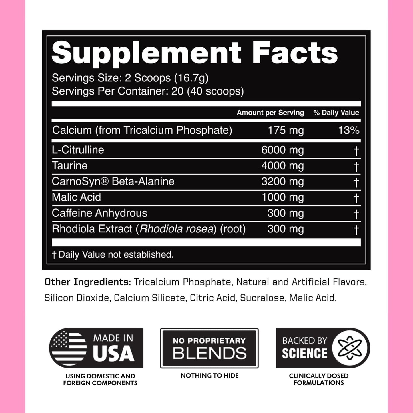 Outwork Nutrition Preworkout for Men & Women - Nootropic Pre Workout Without Creatine, Pre-Workout Powder with Taurine Rhodiola Citrulline Malate Beta Alanine Caffeine (Pina Colada)