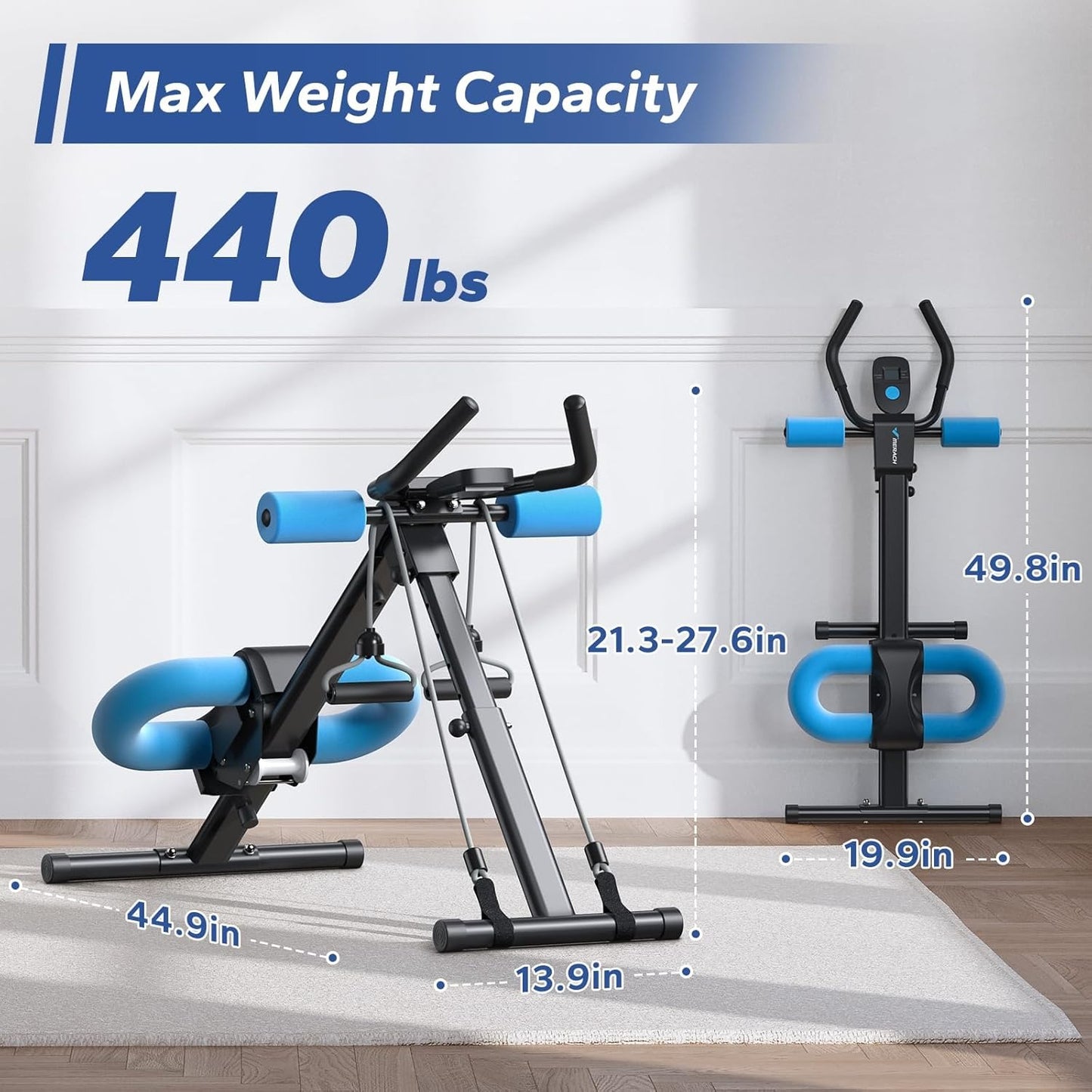 MERACH Ab Machine, Ab Workout Equipment, Adjustable Ab Trainer Machine for Abs Workout at Home Gym, Foldable, Knee Protection, Abdominal Trainer for Stomach Workout
