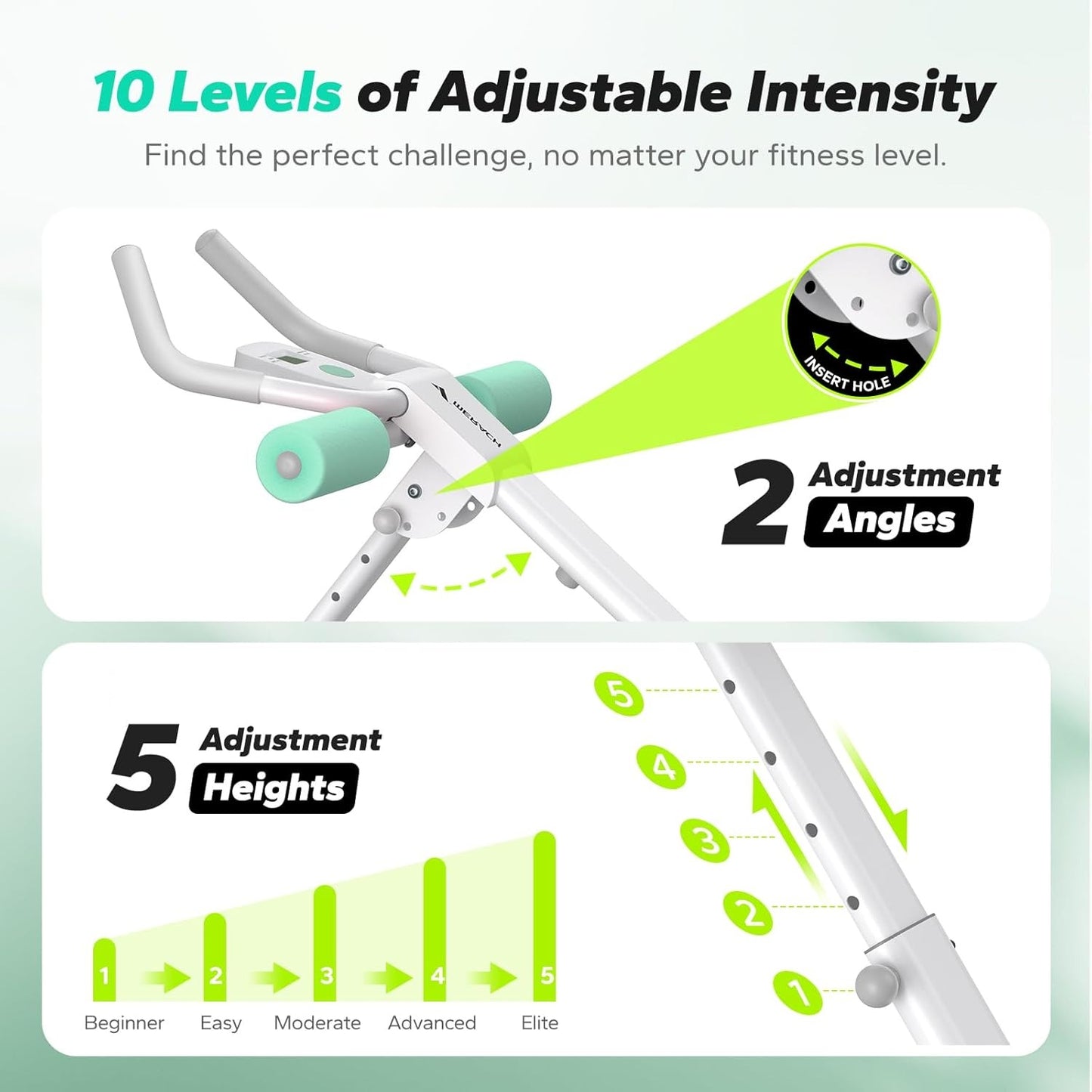 MERACH Ab Machine, Ab Workout Equipment, Adjustable Ab Trainer Machine for Abs Workout at Home Gym, Foldable, Knee Protection, Abdominal Trainer for Stomach Workout