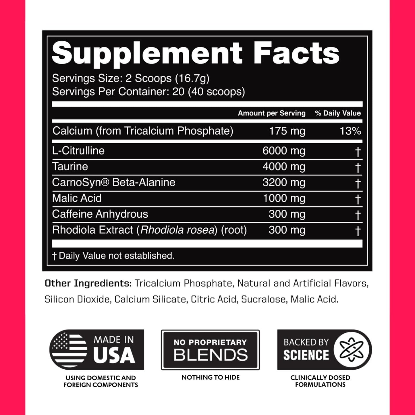 Outwork Nutrition Preworkout for Men & Women - Nootropic Pre Workout Without Creatine, Pre-Workout Powder with Taurine Rhodiola Citrulline Malate Beta Alanine Caffeine (Pina Colada)