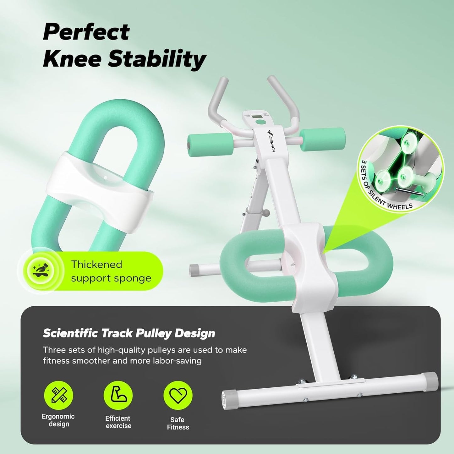 MERACH Ab Machine, Ab Workout Equipment, Adjustable Ab Trainer Machine for Abs Workout at Home Gym, Foldable, Knee Protection, Abdominal Trainer for Stomach Workout