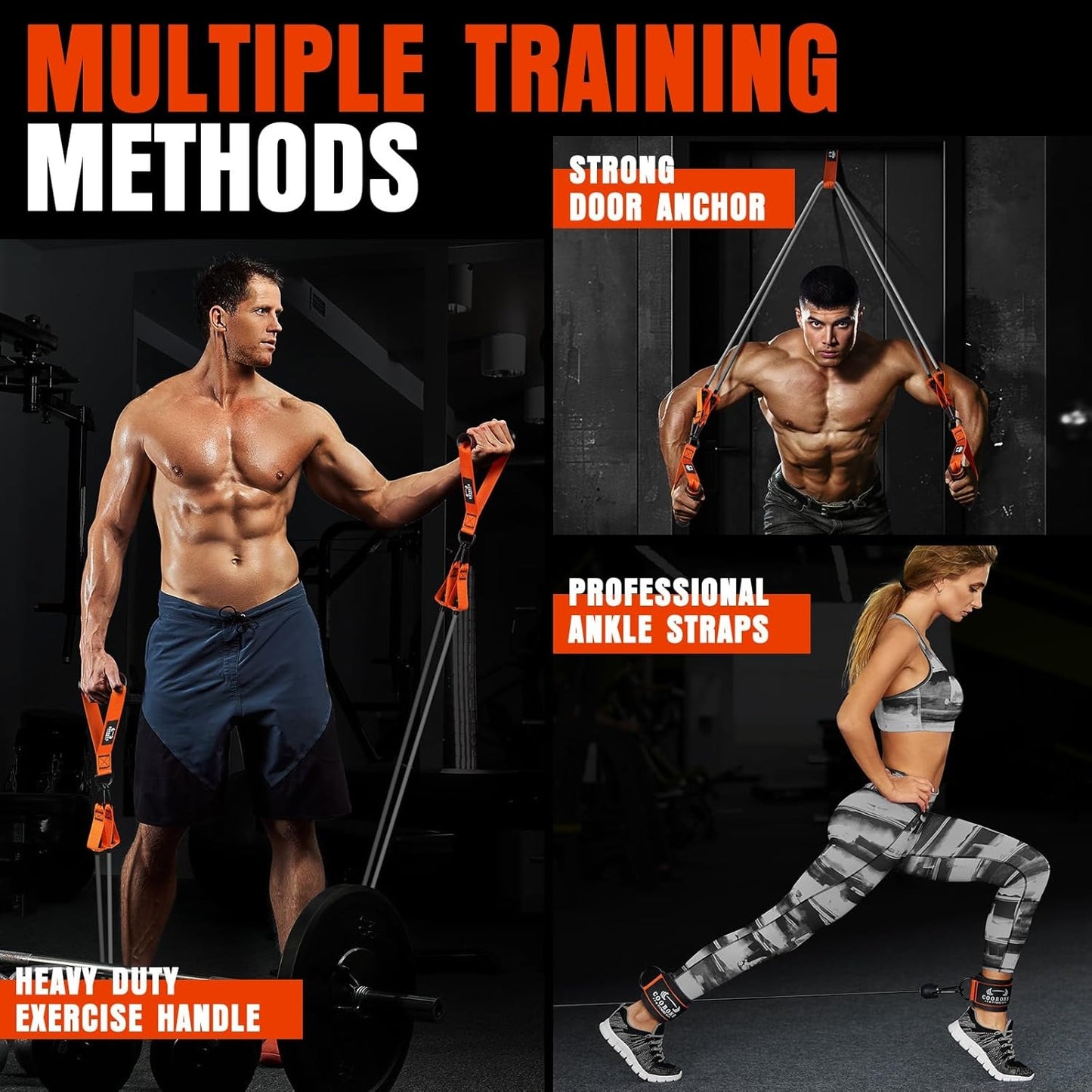 Heavy Resistance Bands for Working Out, 300LBS Exercise Bands with Handles, Workout Bands for Men, Weight Fitness Bands Set for Muscle Training, Strength, Slim, Yoga, Home Gym Equipment