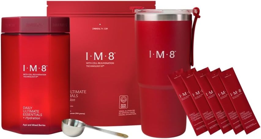 IM8 Daily Ultimate Essentials All-in-One Multivitamin Supplement (30 Servings, Starter Kit - Scoop + Tumbler Included)