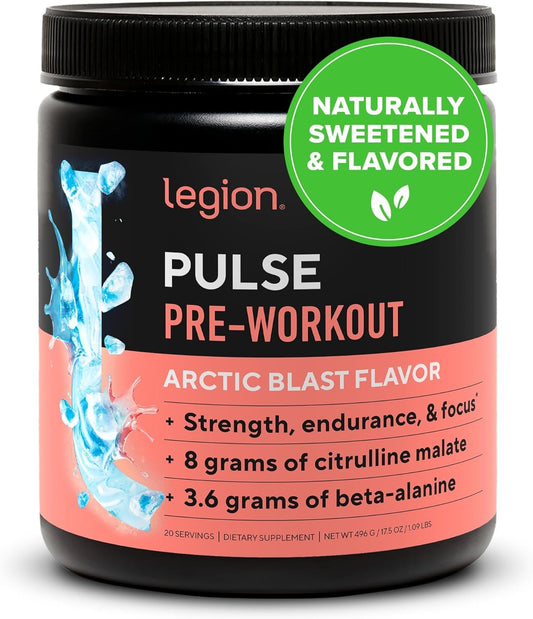 LEGION Pulse Pre Workout Supplement - All Natural Nitric Oxide Preworkout Drink to Boost Energy, Creatine Free, Naturally Sweetened, Beta Alanine, Citrulline, Alpha GPC (Fruit Punch)