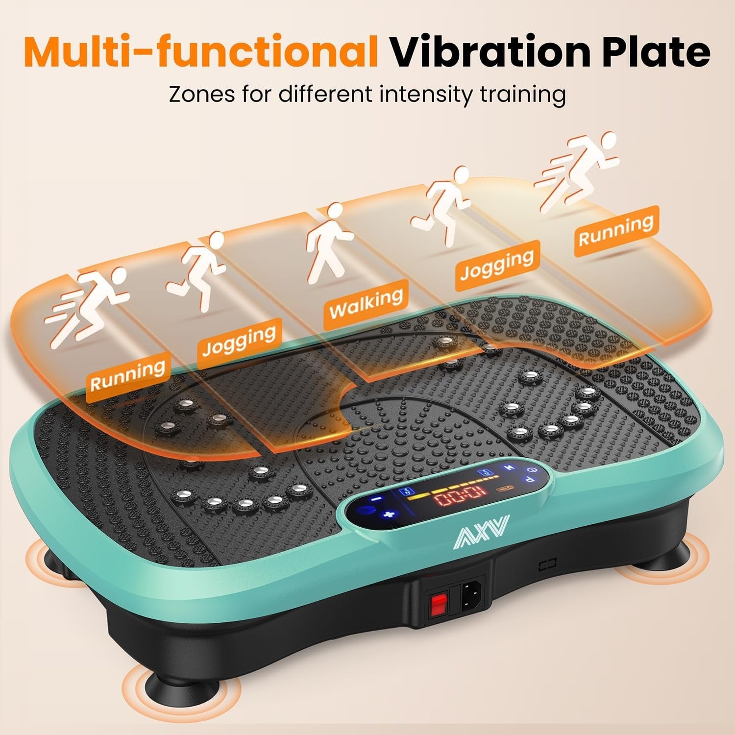 AXV Vibration Plate Fitness Platform Exercise Machine Vibrating Shaking Full Body Shaker Workout Vibrate Stand Shake Board Sport Gym for Weight Loss Fat Burner for Women Men